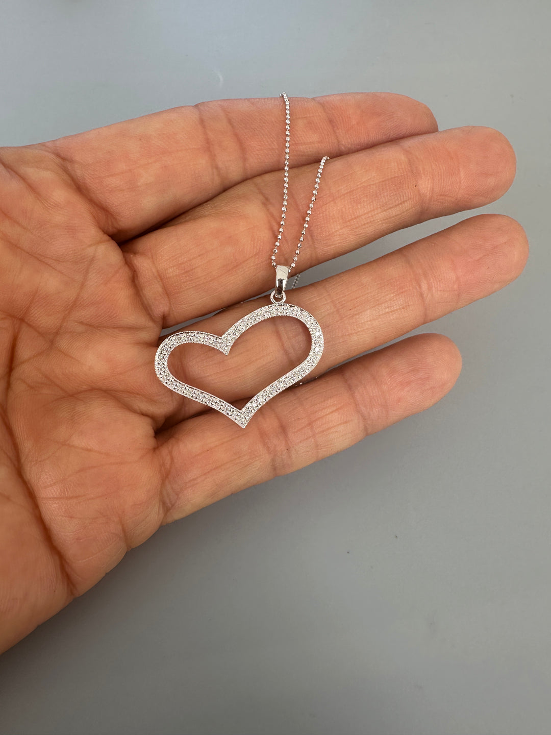 14kt Artistic 1/3ct Diamond Heart 1” Pendant white gold
