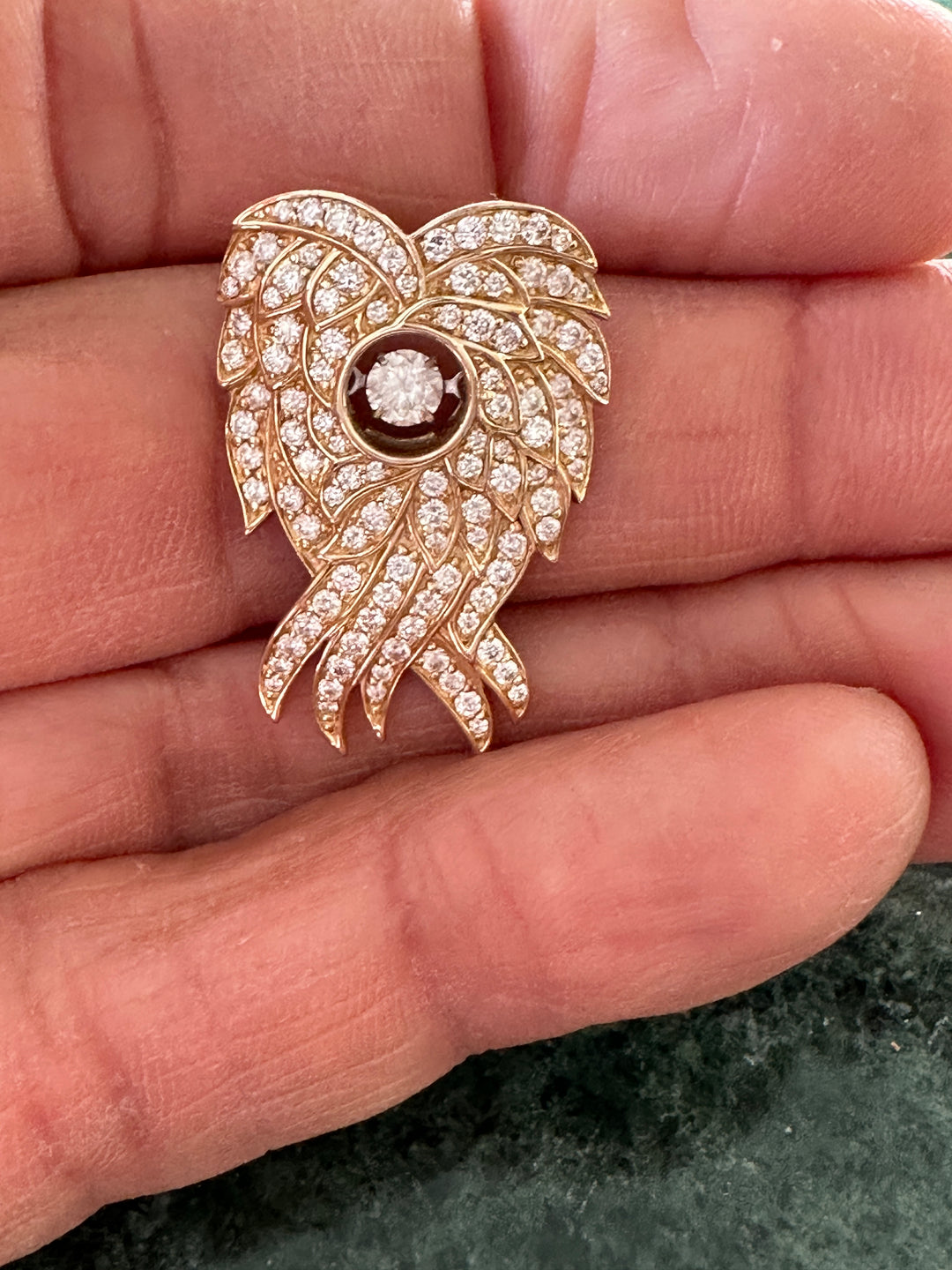 14 karat yellow gold, 2 carat diamond swivel pendant