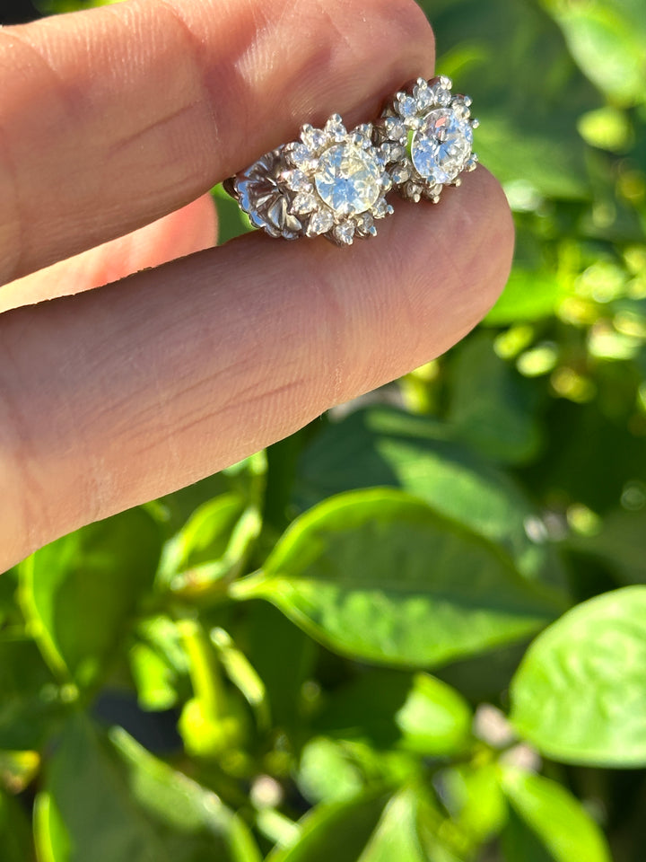 14 karat halo, 2.50 carat diamond stud earrings