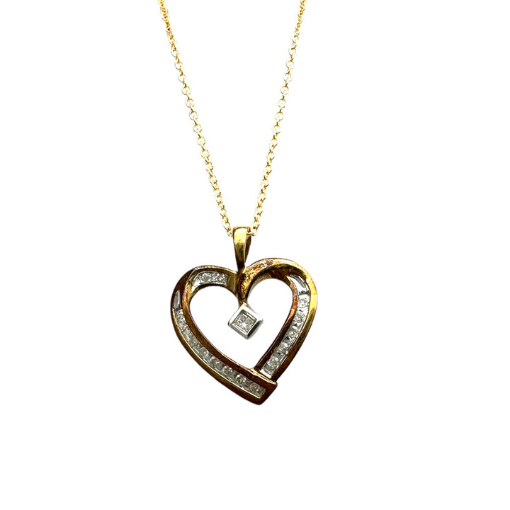10K Yellow Gold .15 Carat Diamond Heart Pendant