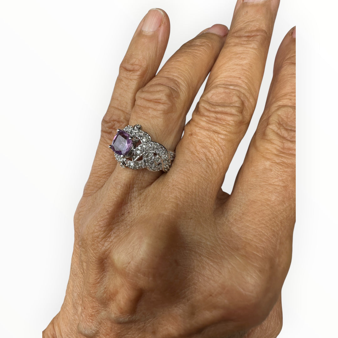 1.43 Carat Unheated Pink Sapphire and Diamond Ring, GIA Certified