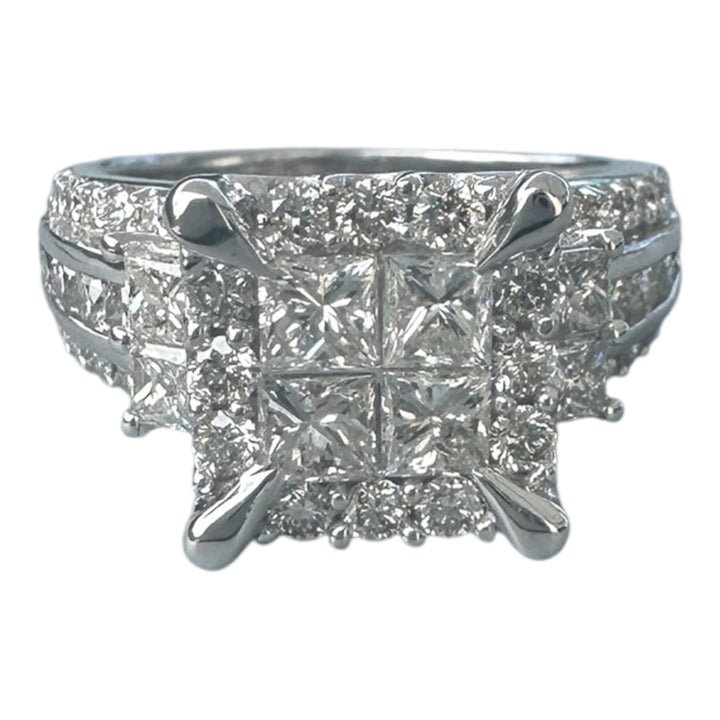 14 carat white gold 3.50 carat princess diamond ring