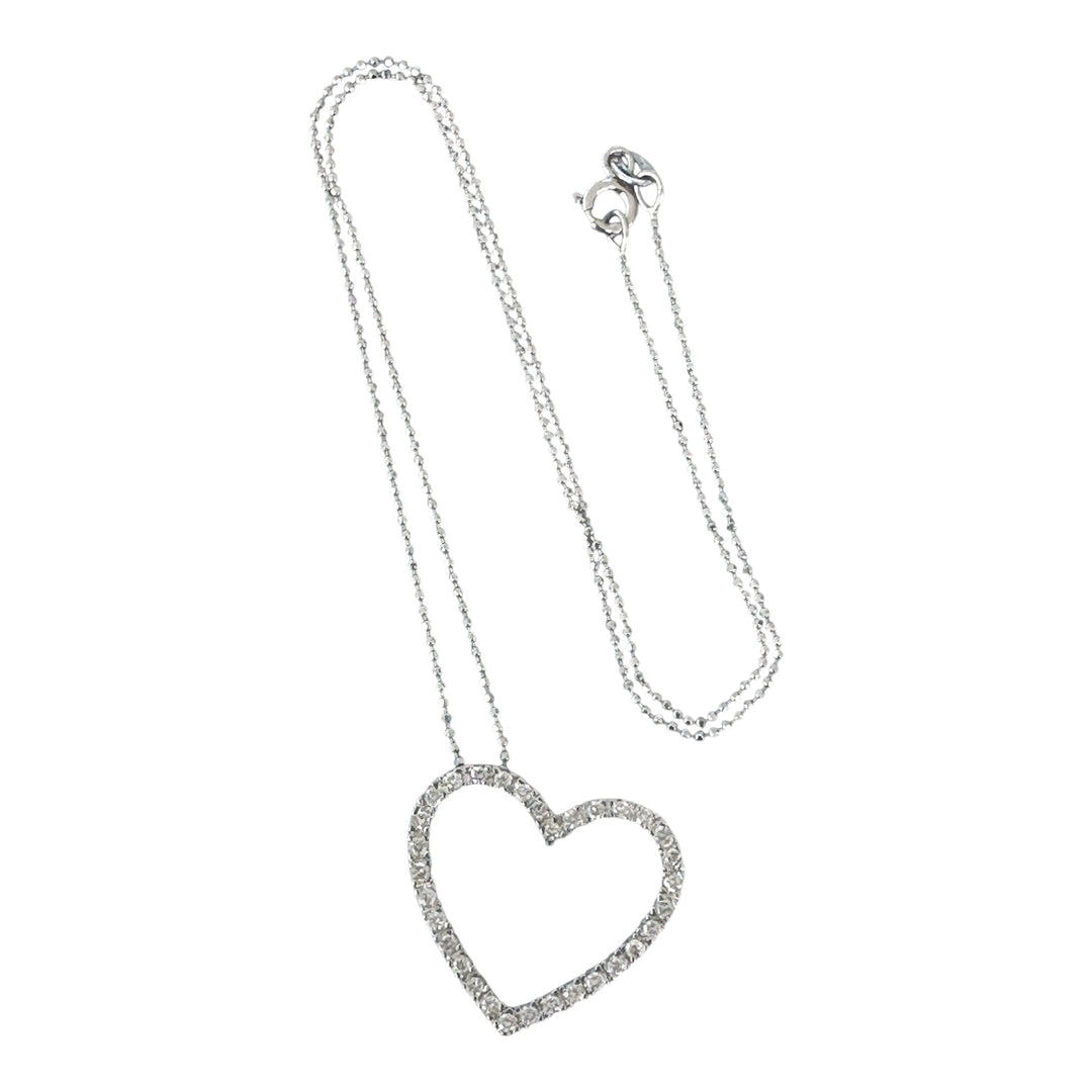 14kt Heart White Gold .50ct Diamond Pendant and Chain