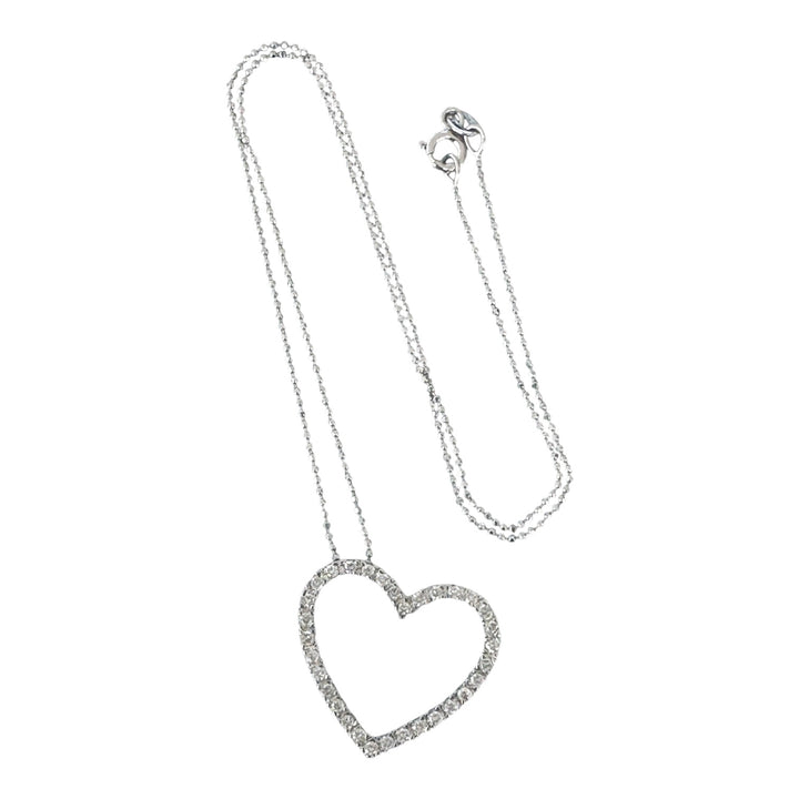 14kt Heart White Gold .50ct Diamond Pendant and Chain