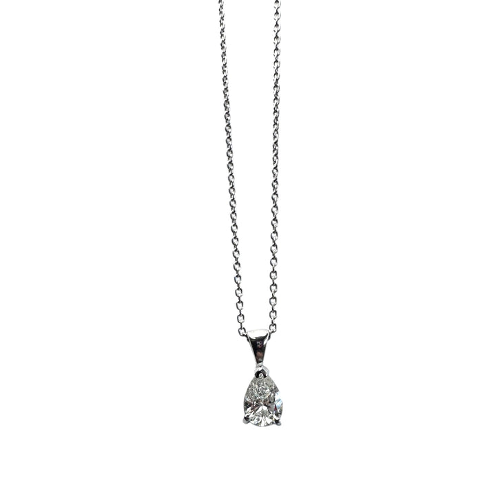 14Kt. Natural .85ct Pear Diamond Certified SI2-H Pendant & Chain