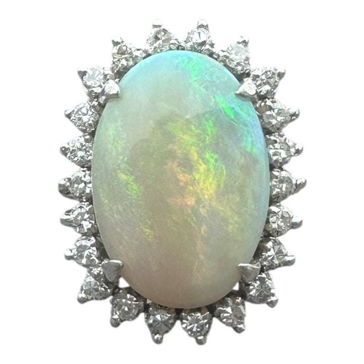 Fine 5.00 carat Austrian Opal And Diamond Ring.