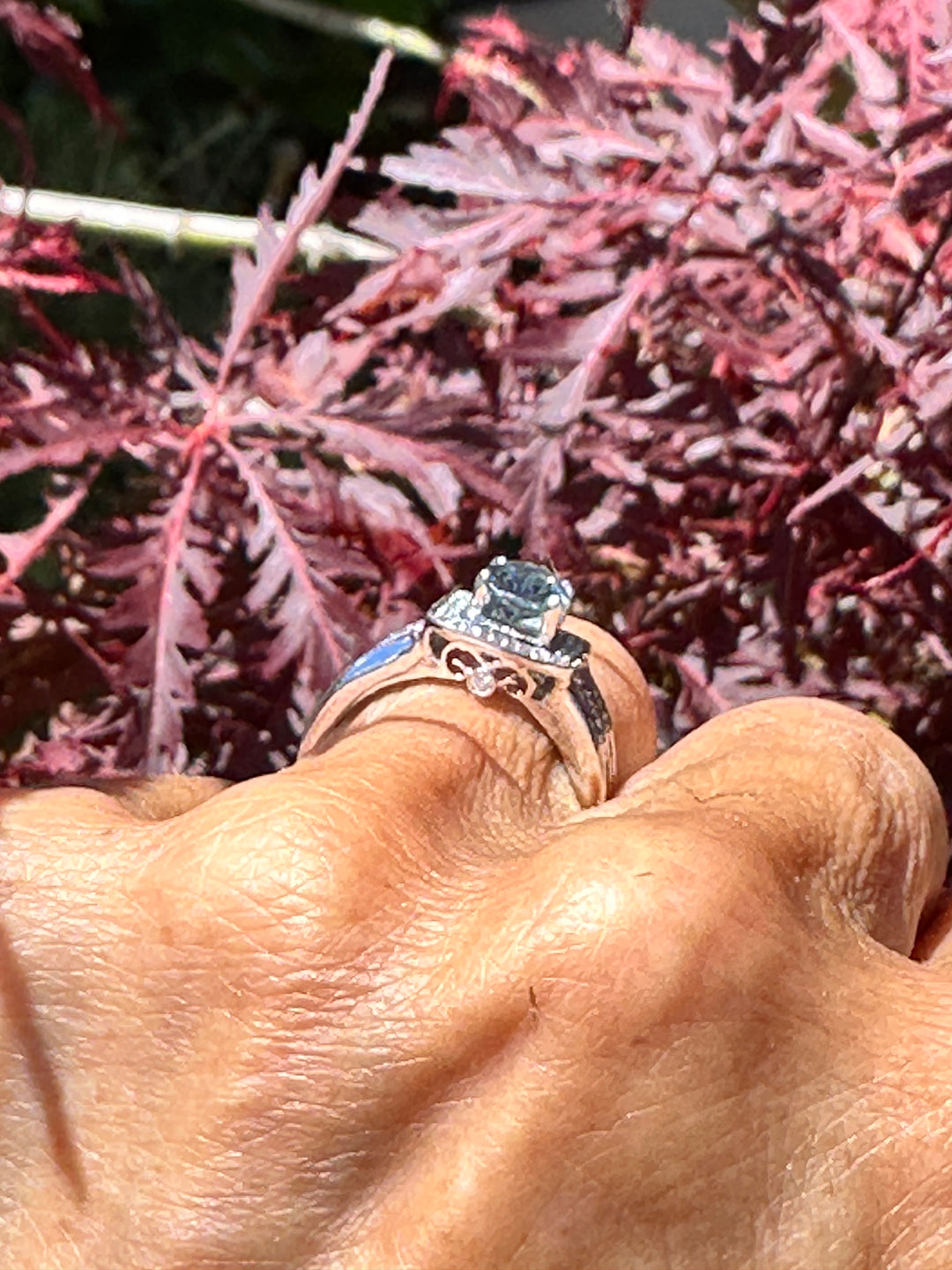 London, Blue Topaz Diamond Halo Princess 2.50ctw Wide Band Ring