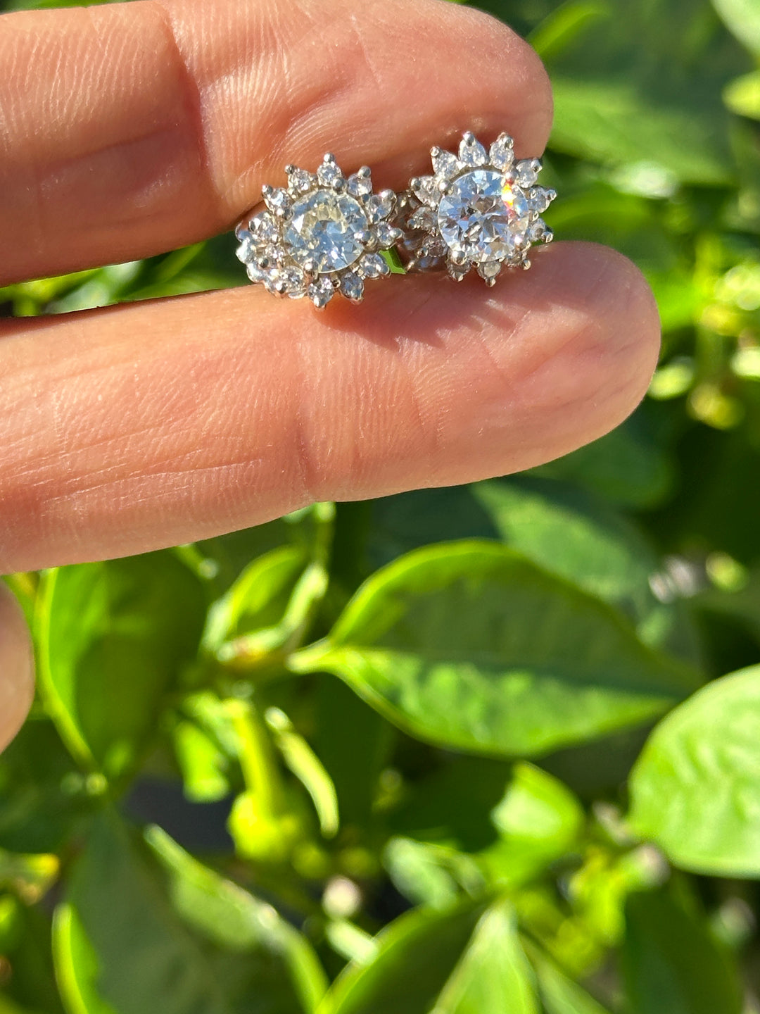 14 karat halo, 2.50 carat diamond stud earrings