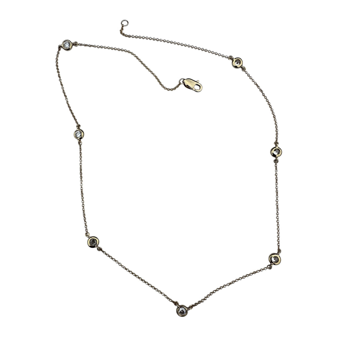 Modern 18 karat Yellow Bezel-Set 7-Diamond Station Necklace 1.40 Ct VS F/G