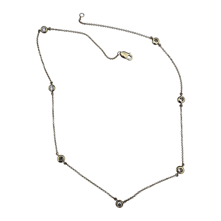 Modern 18 karat Yellow Bezel-Set 7-Diamond Station Necklace 1.40 Ct VS F/G