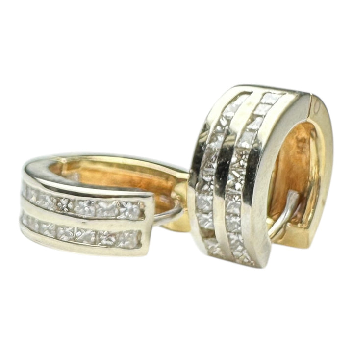 1 carat princess huggie Diamond earrings 14 karat gold