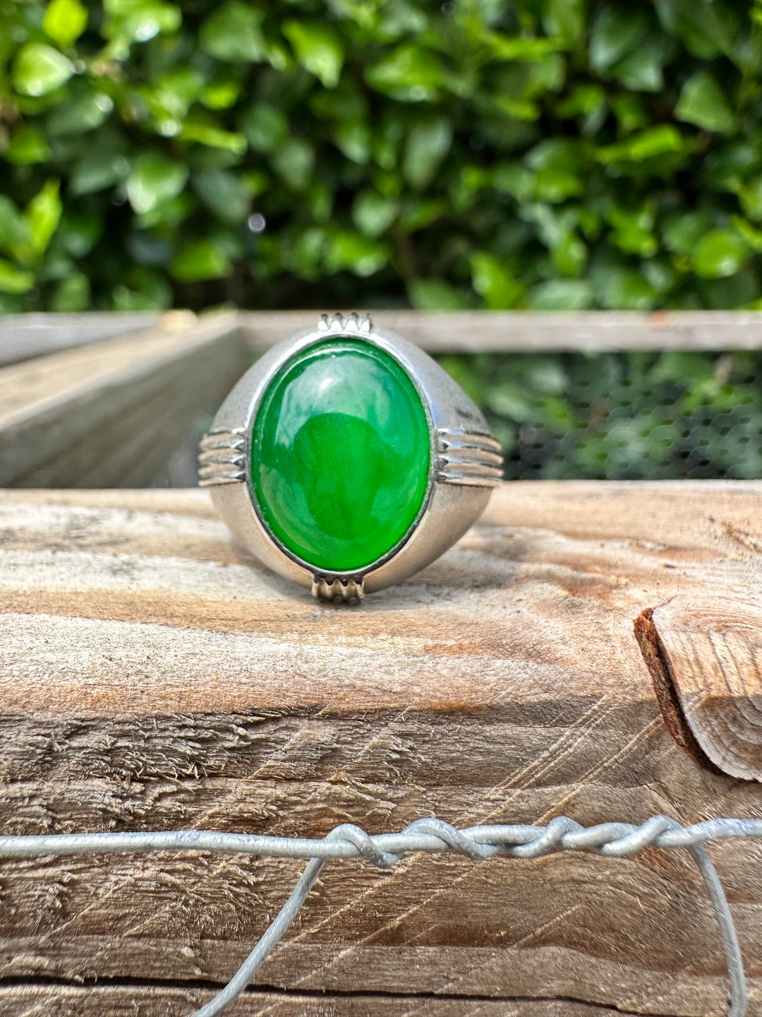 Art Deco, Translucent Vivid, Green 7.5 Carat Jadeite Platinum Ring