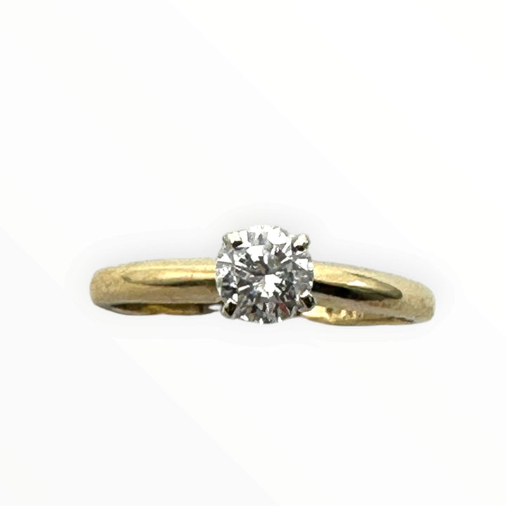 14K Yellow Gold 0.21 Carat Round Brilliant Diamond Solitaire Engagement Ring
