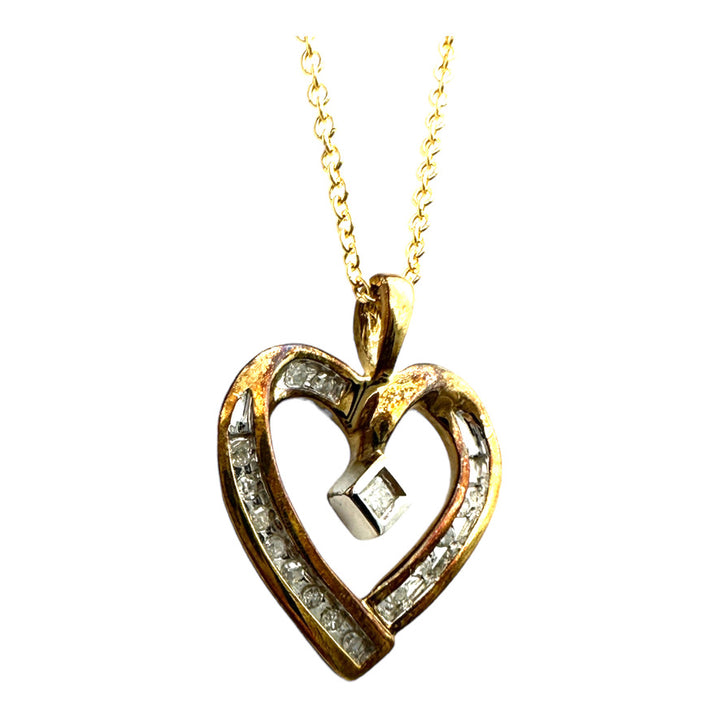 10K Yellow Gold .15 Carat Diamond Heart Pendant