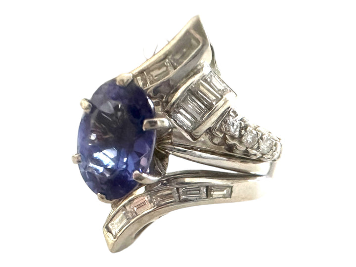 14k 2.20ctw Tanzanite and Diamond Wrap Engagement Ring Set