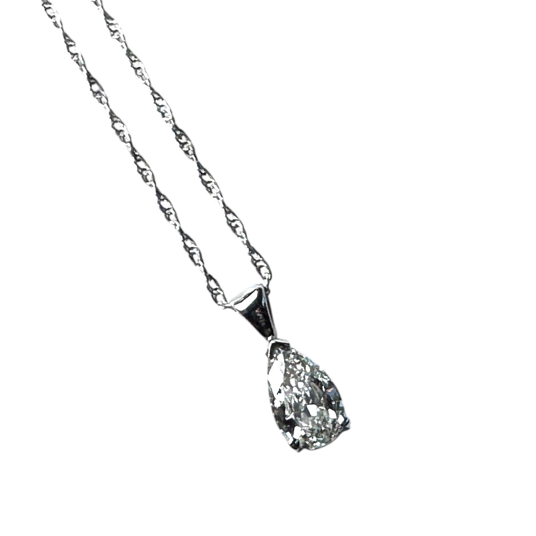 14Kt. Natural .93ct Pear Diamond Certified VS1-H Pendant & Chain