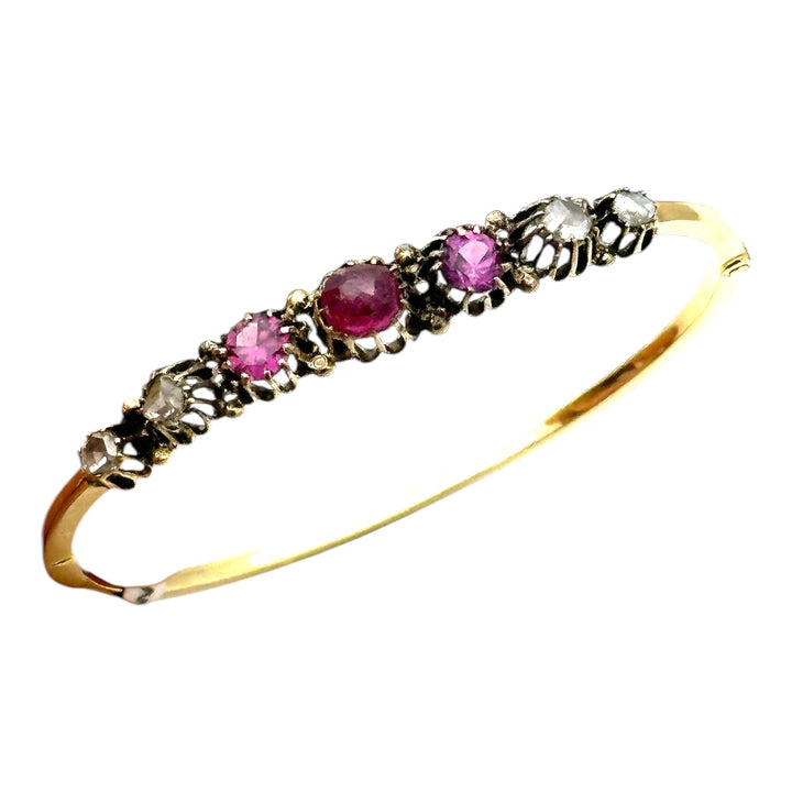 Vintage, 14 Karat Ruby Diamond Bracelet 1.35 Carat