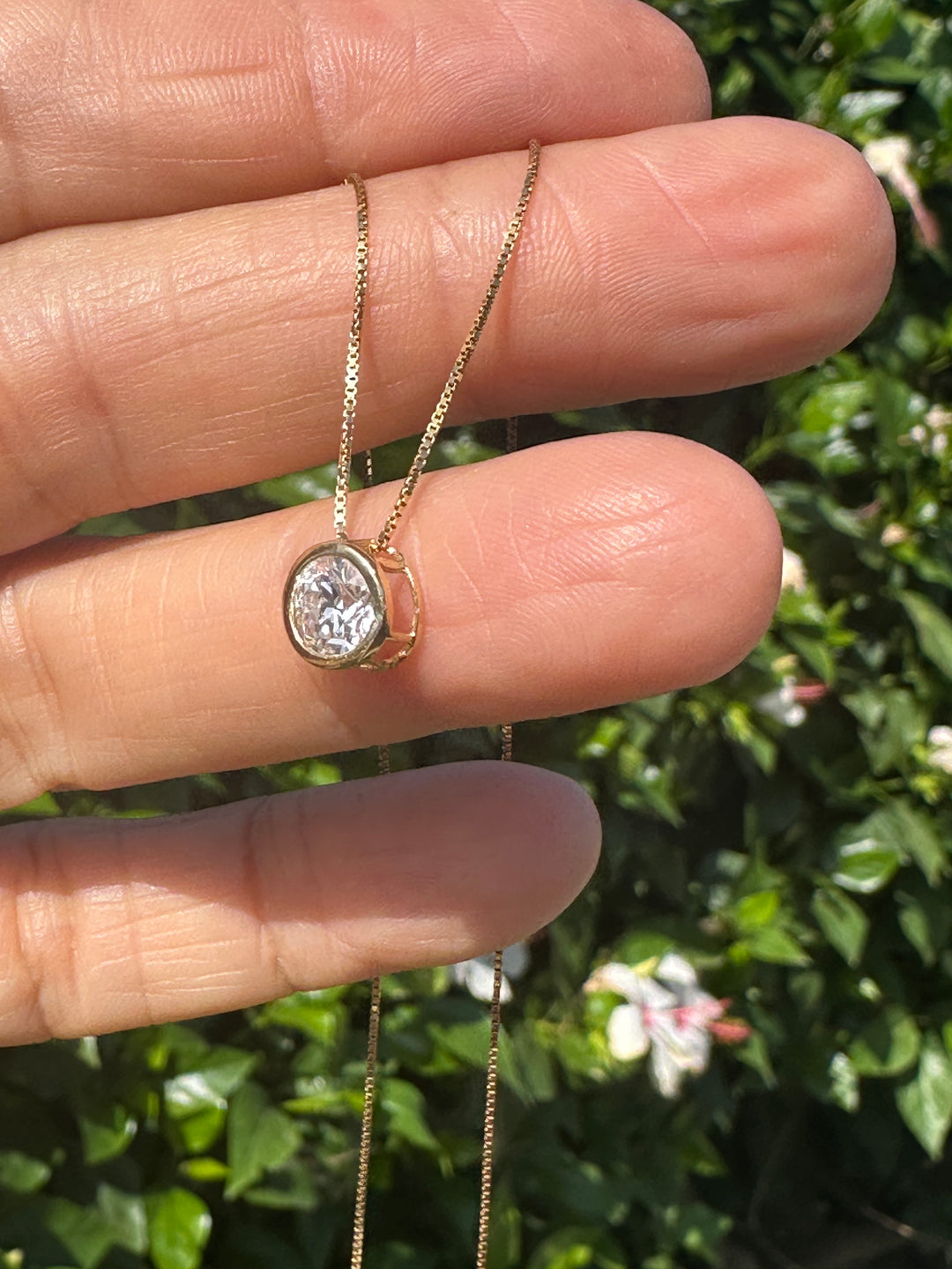 Brilliant .98 Carat Round Natural Diamond Pendant 14Kt Bezel Set SI1-H