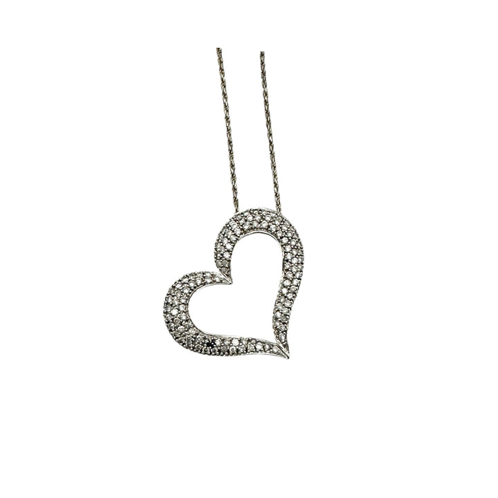 14Kt White Gold Heart Diamond Pendant 1.00 Ct