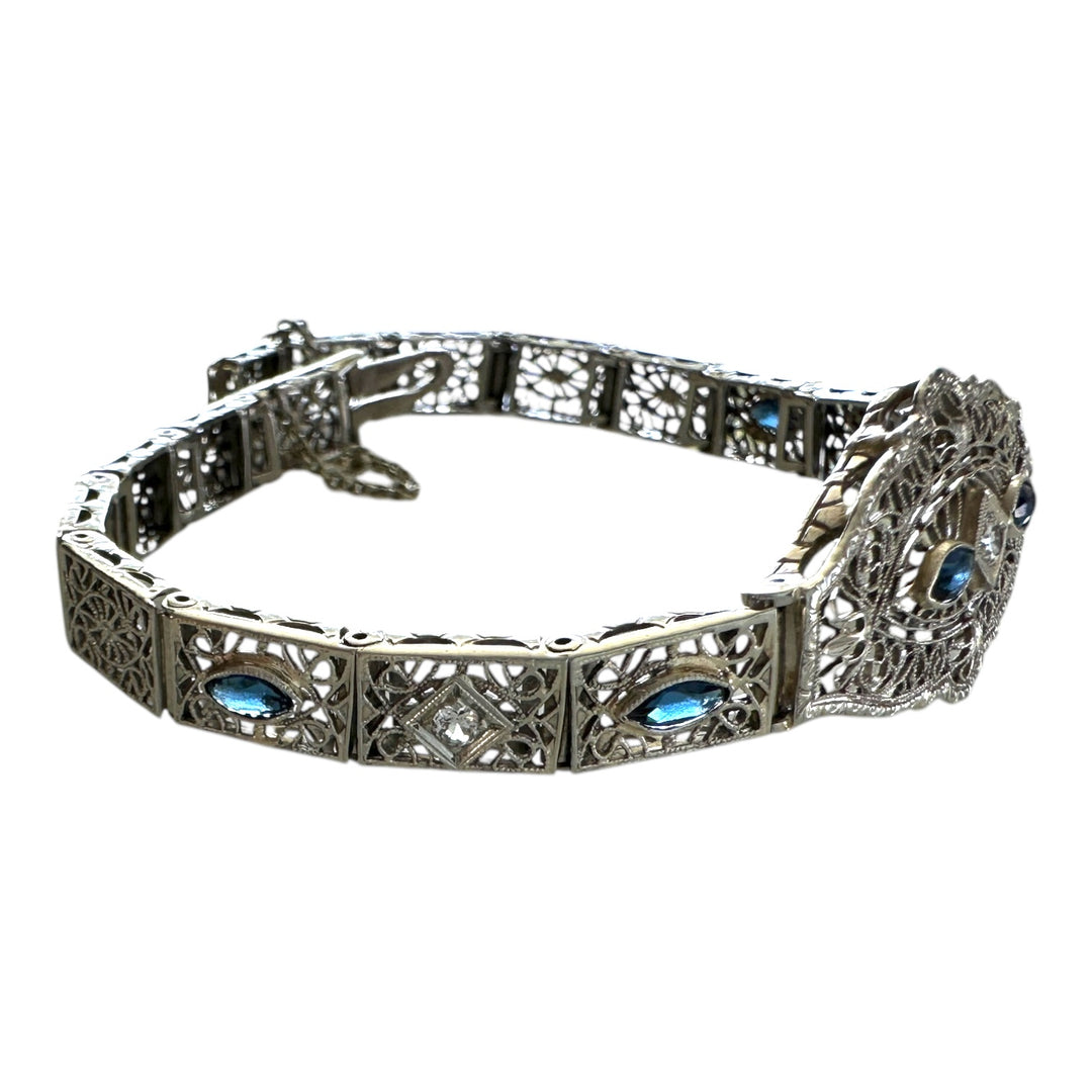 14 karat Victorian 1920s sapphire diamond bracelet