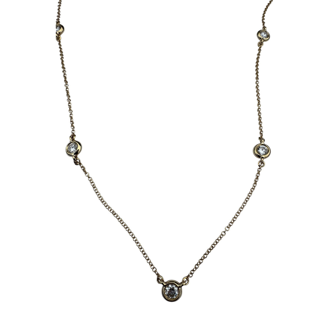 Modern 18 karat Yellow Bezel-Set 7-Diamond Station Necklace 1.40 Ct VS F/G