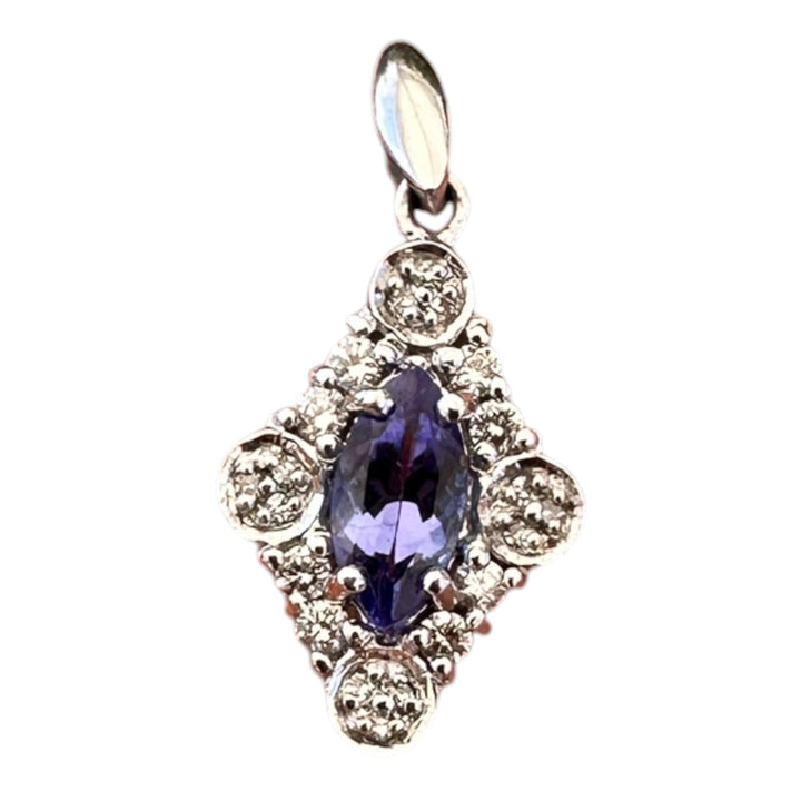 14kt Marquise Tanzanite and Diamond Cluster Pendant