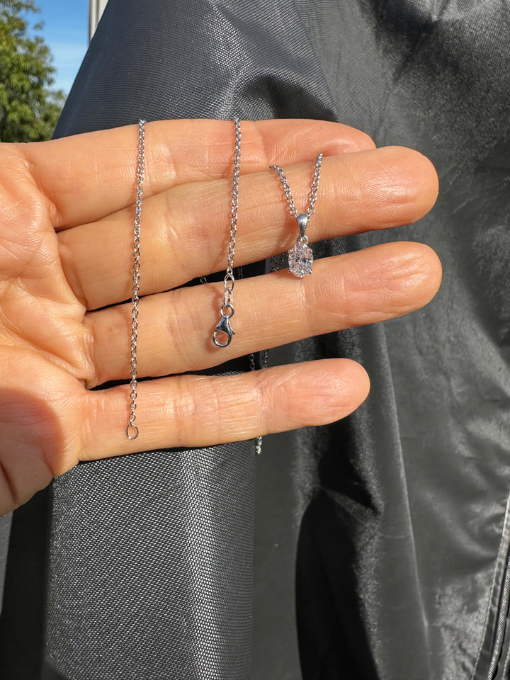 14karat .74 ct Certified Diamond Pendant and White Gold Chain