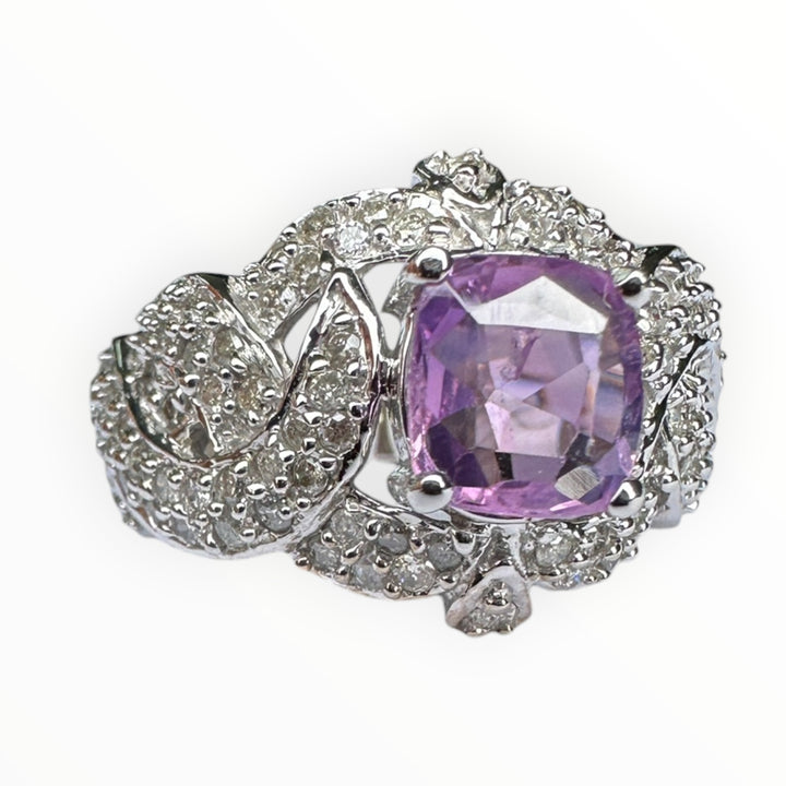 1.43 Carat Unheated Pink Sapphire and Diamond Ring, GIA Certified