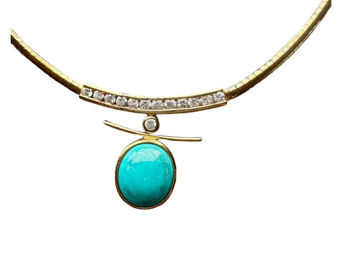 Omega Turquoise Drop Necklace 925 Sterling silver