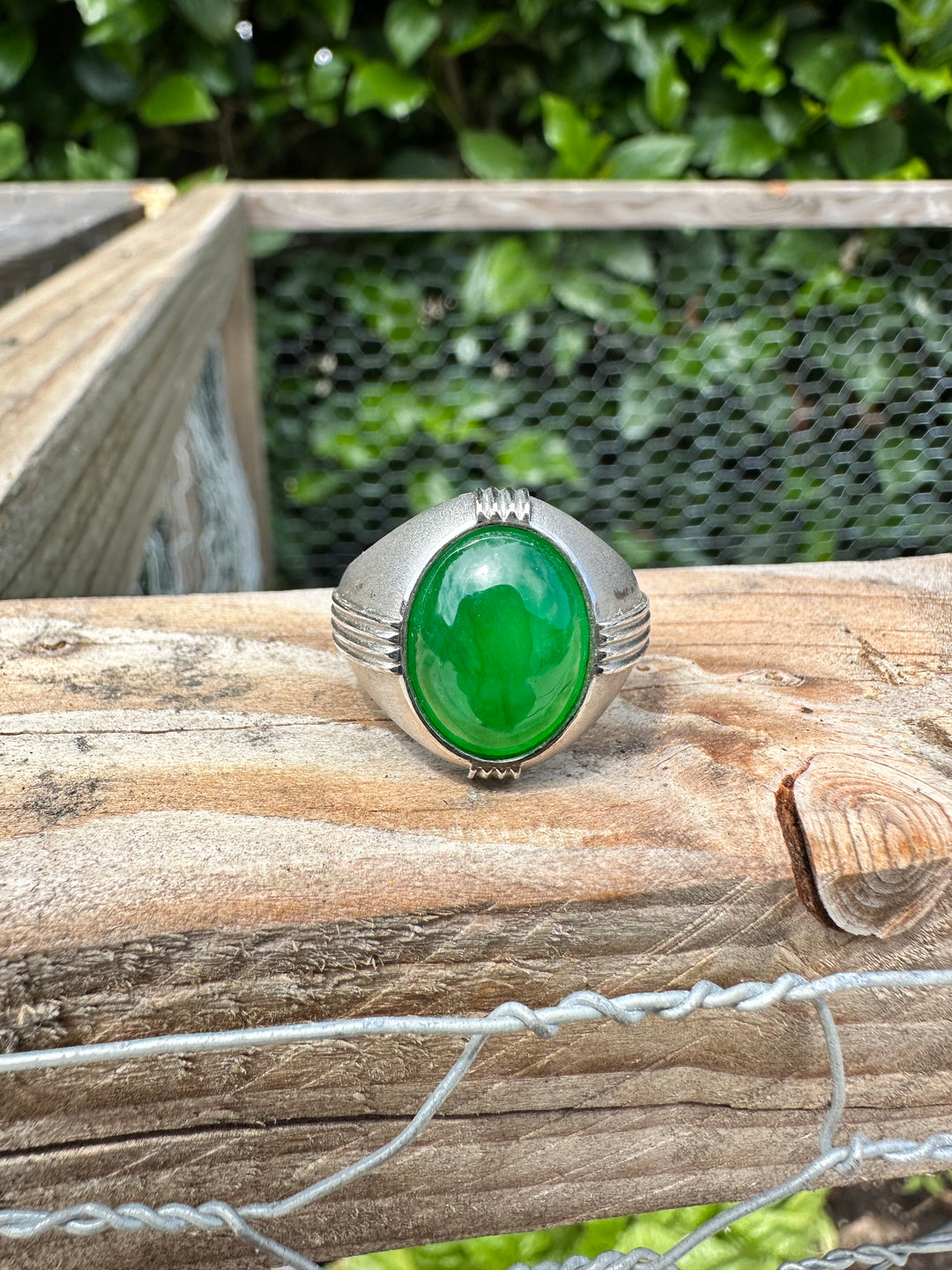 Art Deco, Translucent Vivid, Green 7.5 Carat Jadeite Platinum Ring