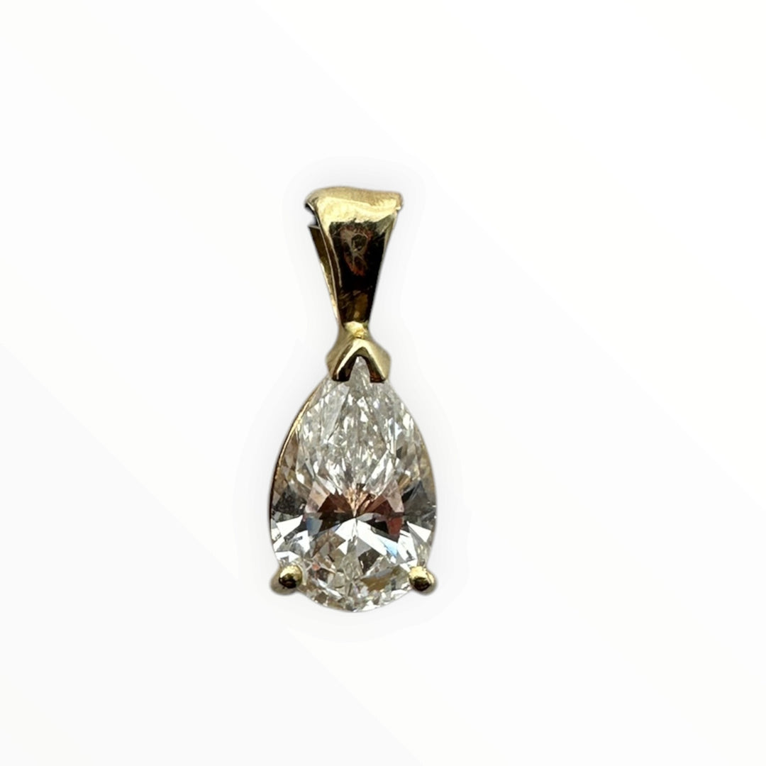 Certified 1.83 Carat Pear Shaped Diamond Solitaire Pendant SI1, E color 14 karat