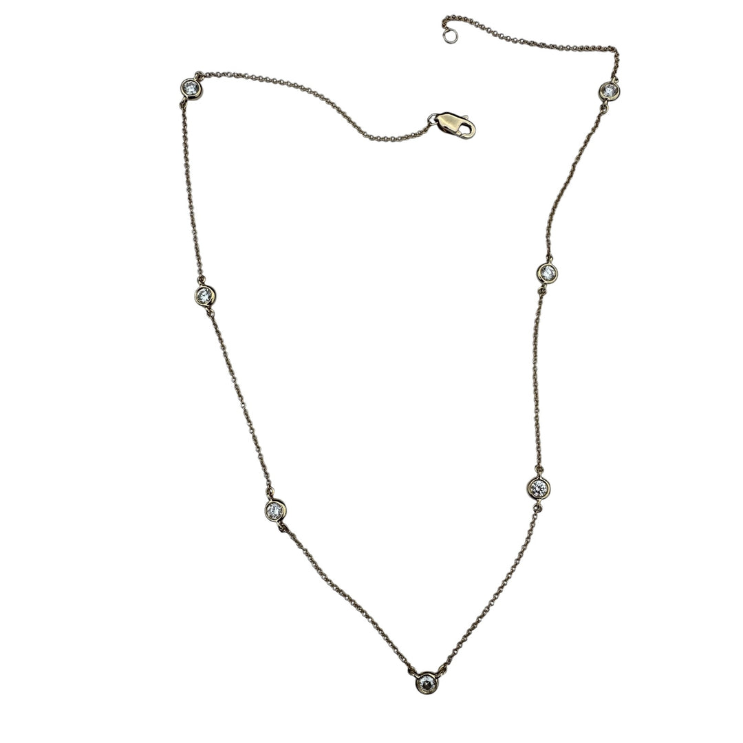 Modern 18 karat Yellow Bezel-Set 7-Diamond Station Necklace 1.40 Ct VS F/G
