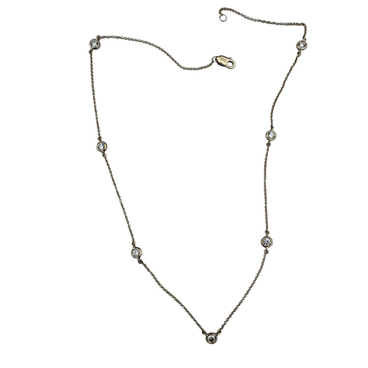 Modern 18 karat Yellow Bezel-Set 7-Diamond Station Necklace 1.40 Ct VS F/G