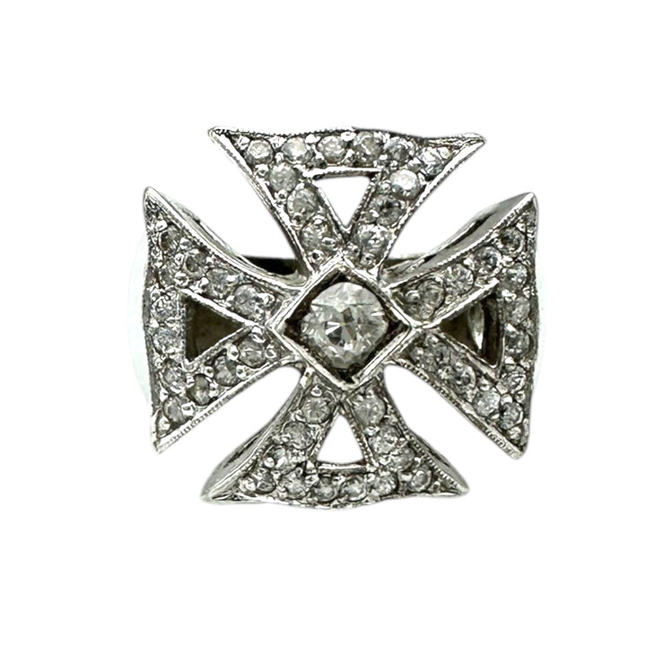 Sterling silver .10 ct diamond cross ring