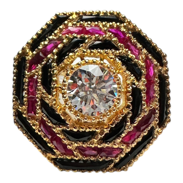 14 karat Art Deco Ruby and Diamond French Cut Solitaire Ring