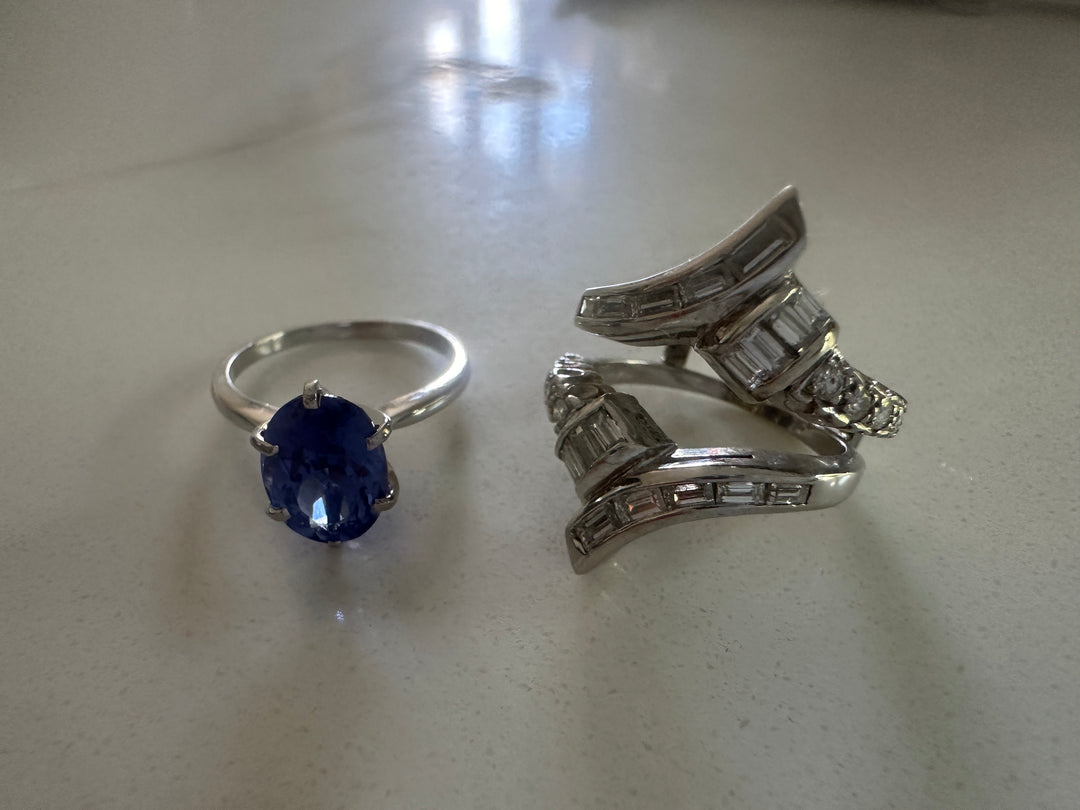 14k 2.20ctw Tanzanite and Diamond Wrap Engagement Ring Set