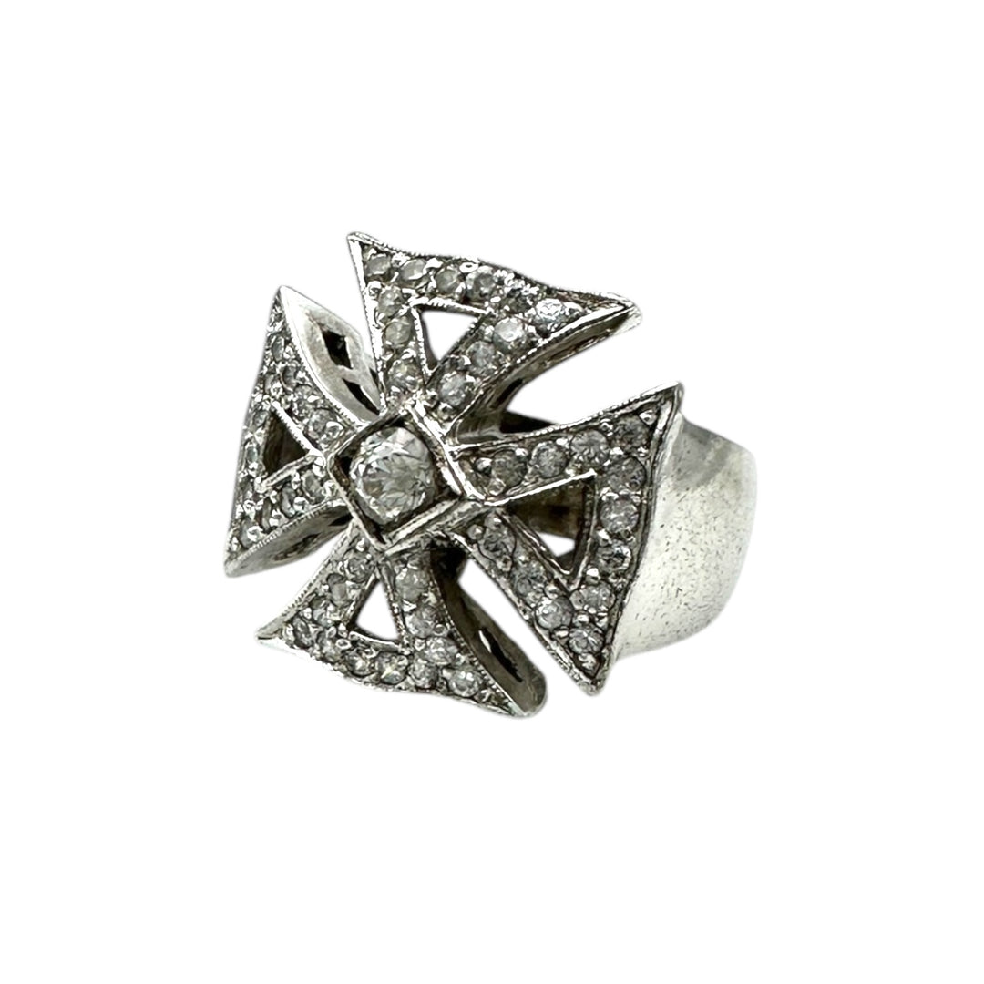 Sterling silver .10 ct diamond cross ring