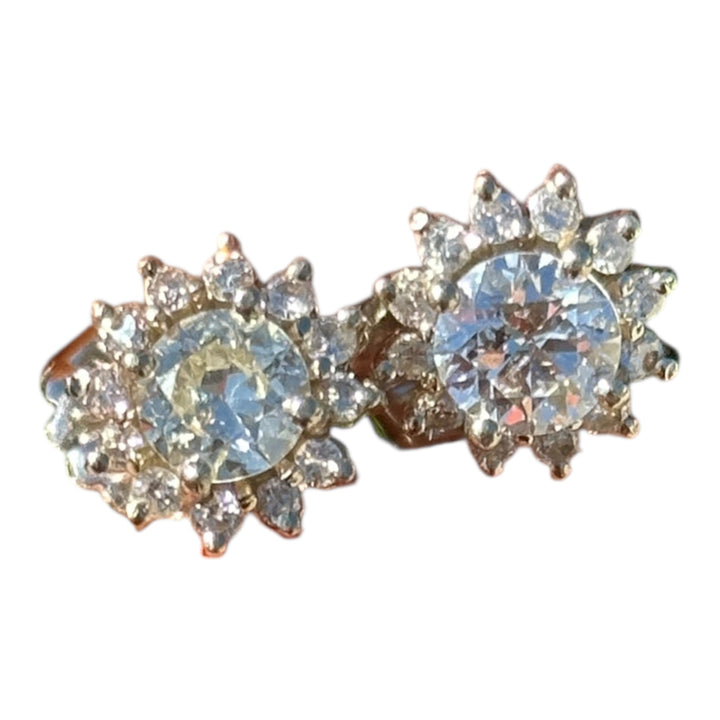 14 karat halo, 2.50 carat diamond stud earrings