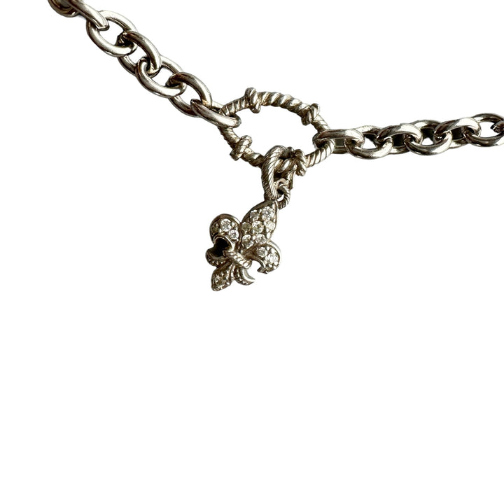 18" Judith Ripka Sterling Silver Fleur de Lis Dangle Necklace