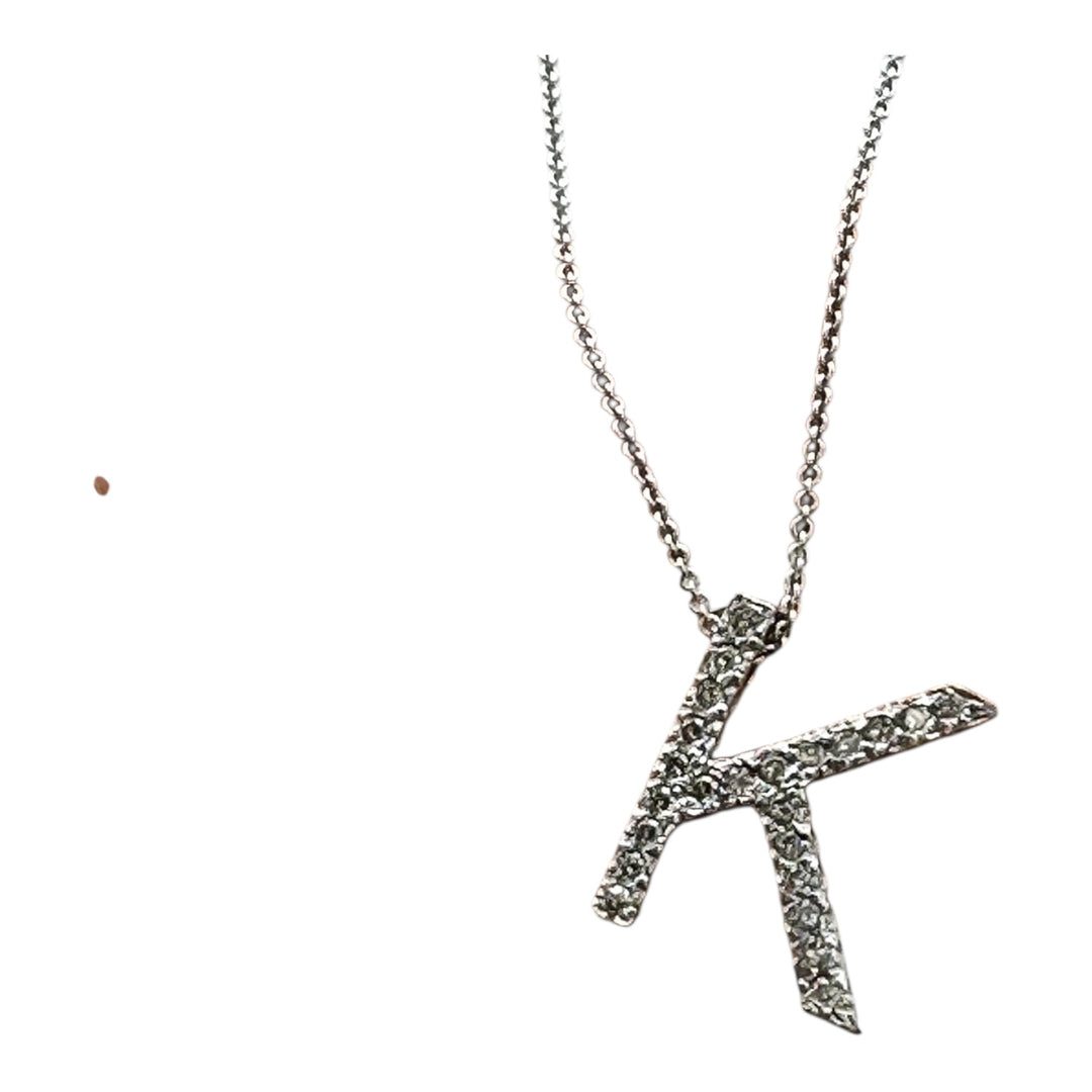 14Kt Initial “K”, 1.00ct Diamonds and Chain Pendant