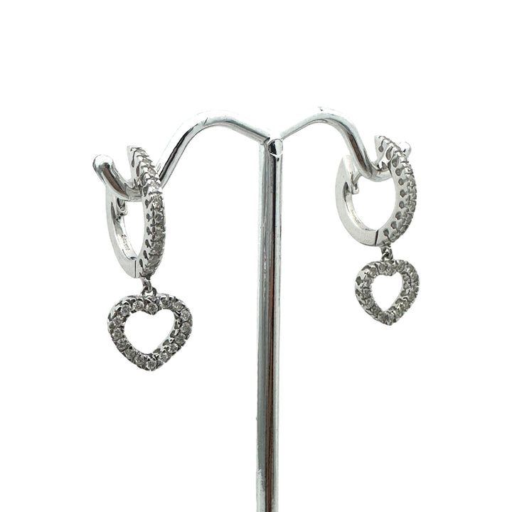 14 karat white gold Heart huggy earrings, .90 carat diamonds