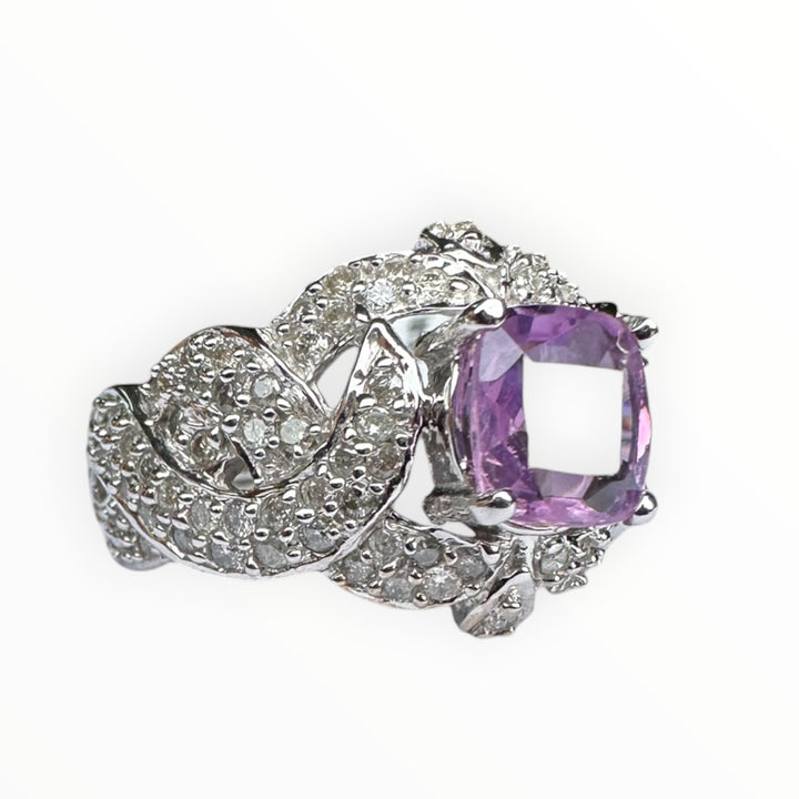 1.43 Carat Unheated Pink Sapphire and Diamond Ring, GIA Certified