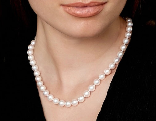 AAA 8.50-8.90mm Cultured Pearls White Excellent Quality 14kt Clasp