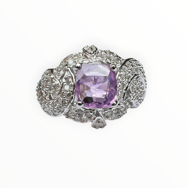 1.43 Carat Unheated Pink Sapphire and Diamond Ring, GIA Certified