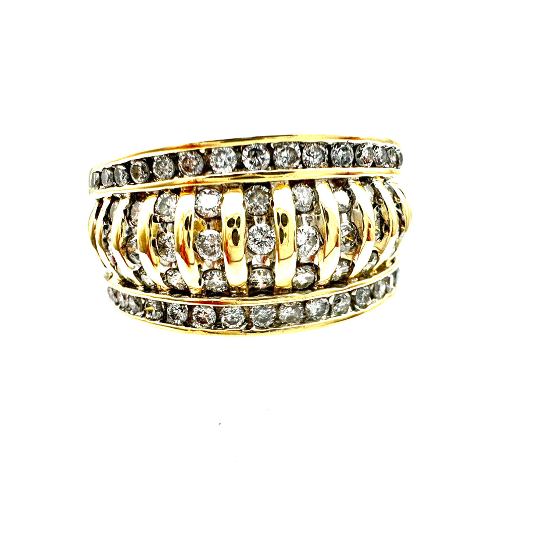 1 ct Diamond Channel Set Dome Ring 11mm Yellow Gold