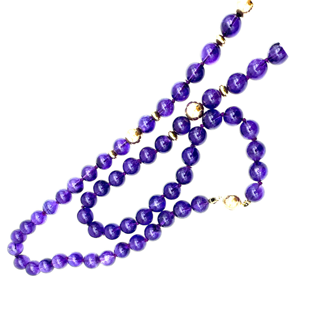 34" Amethyst 14Kt Gold Bead Strand Necklace