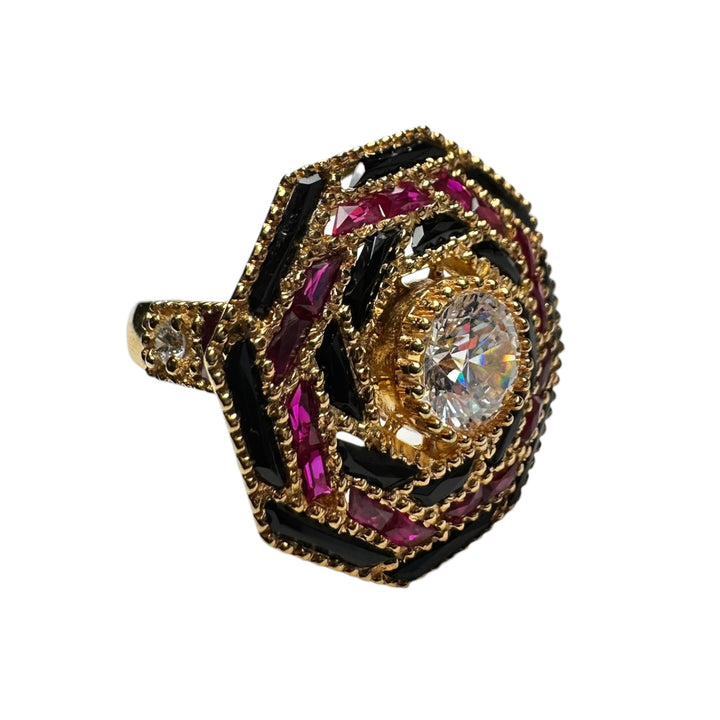 14 karat Art Deco Ruby and Diamond French Cut Solitaire Ring