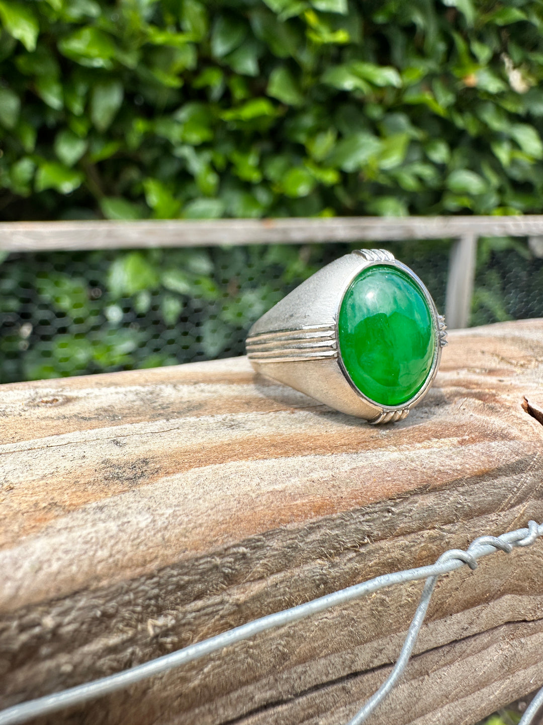 Art Deco, Translucent Vivid, Green 7.5 Carat Jadeite Platinum Ring