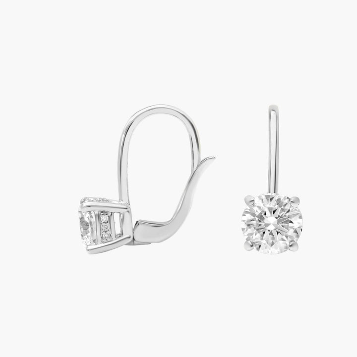 1.55 Carat Lever-Back Diamond Stud Earrings In 14K White Gold SI1- E/F