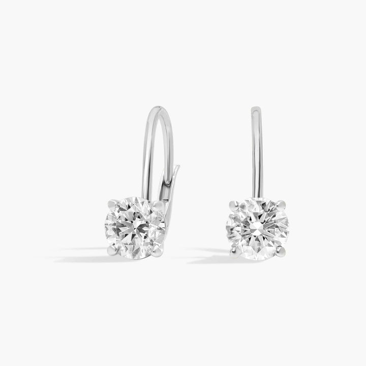 1.55 Carat Lever-Back Diamond Stud Earrings In 14K White Gold SI1- E/F